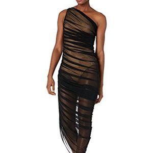 Norma Kamali A-Symmetrical One Shoulder Mesh Dress